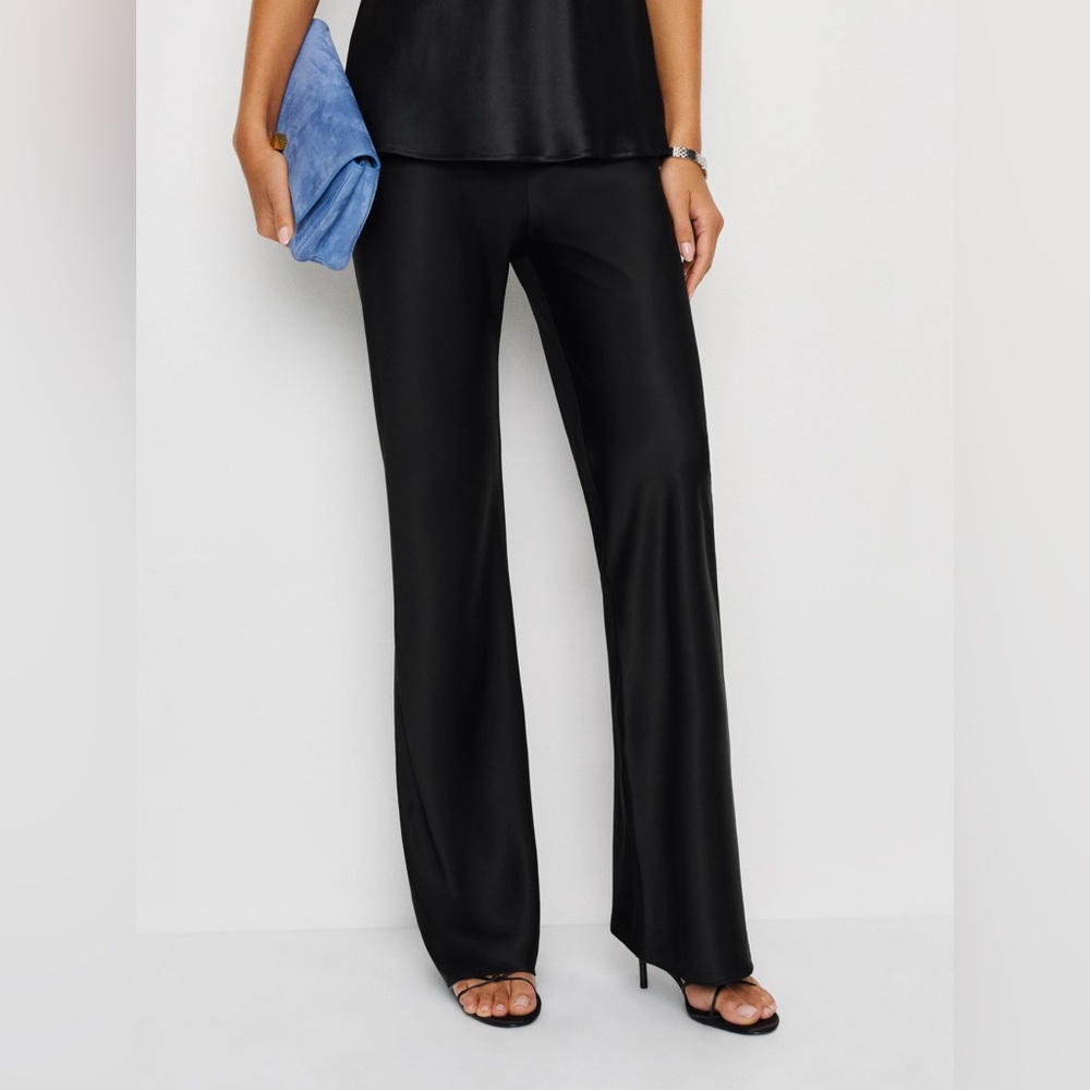 REFORMATION Gale Satin Mid Rise Bias Pant